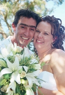 Melanie & Brett:close -up of bride & groom