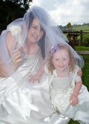 Wedding Photo Fun:Bride in waiting with junior Flower  Girl