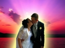 Sunset Love : Enhanced wedding photography  of bride & groom